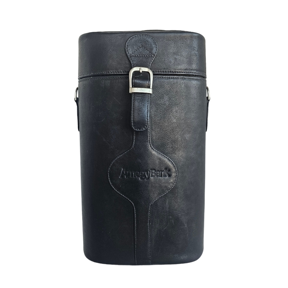 Piel Leather Double Deluxe Wine Carrier, Black, One Size